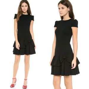 RED Valentino ruffle bow jersey black dress S